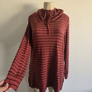 Renee C. Red and Black Striped Sweater